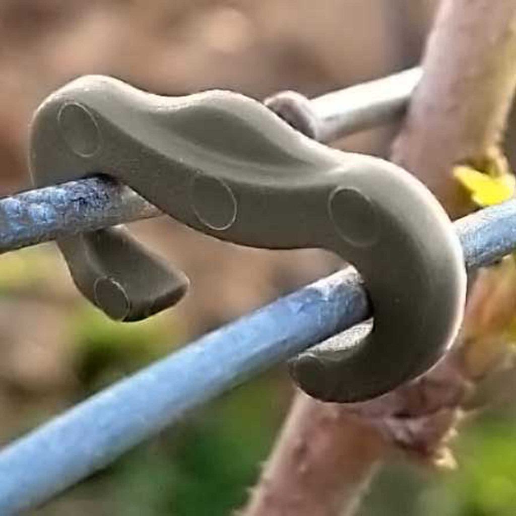 Agrafes de palissage LONNEO maintenant l'écart entre les fils